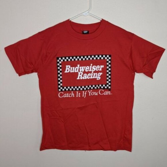 Vtg Budweiser Racing Large T-Shirt Catch It If You Can 1992 Single Stitch New - Picture 2 of 10